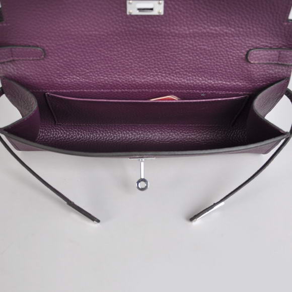 AAA Hermes Kelly 26 CM Shoulder Bag Clemence Purple 60699 On Sale